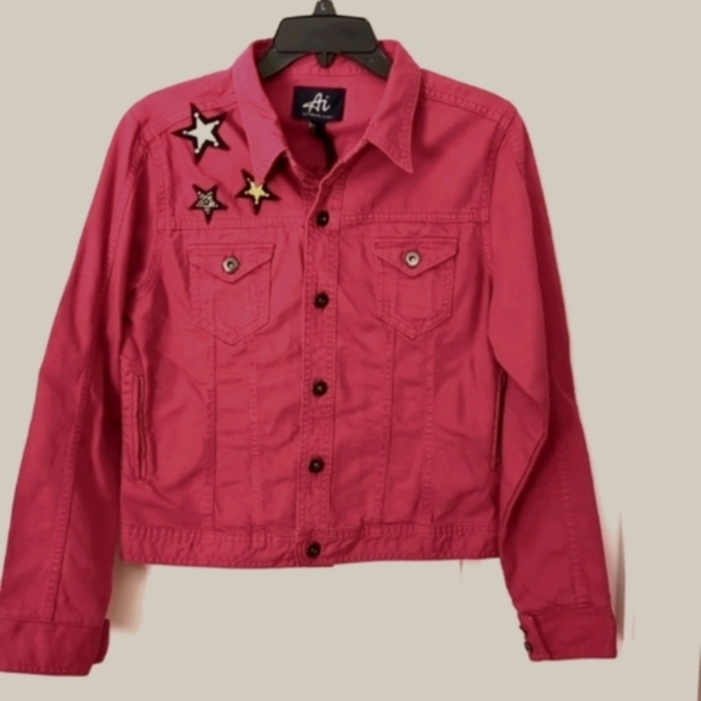 Authentic Icon American Idol Hot Pink Denim Jacket. Size Junior Large $68